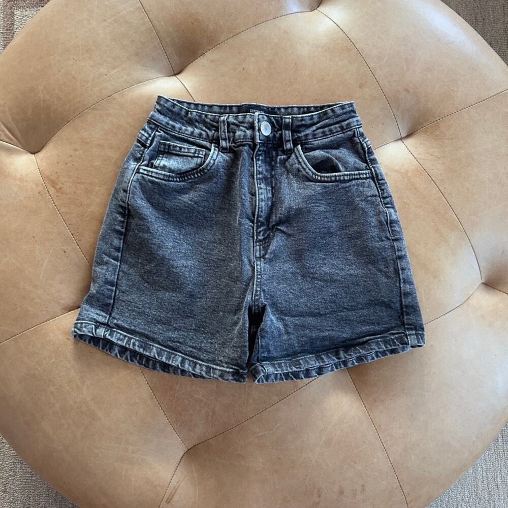 Y2K High Rise Black Denim Shorts Acid‎ Wash Stretch Mom Shorts Size 4 Cotton On